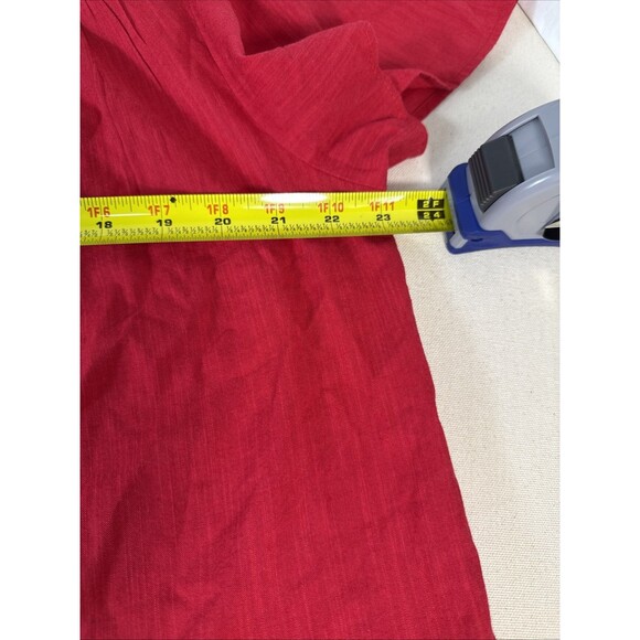 Knox Rose Red Eyelet Boho Tassel Blouse Size Large Flutter Short Sleeve - Picture 6 of 11